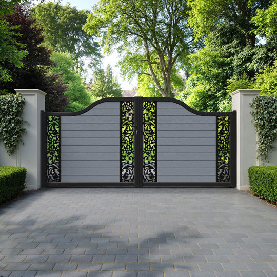 Fusion Eden Curved Top Driveway Gate - Anthracite - Middle & End Screen
