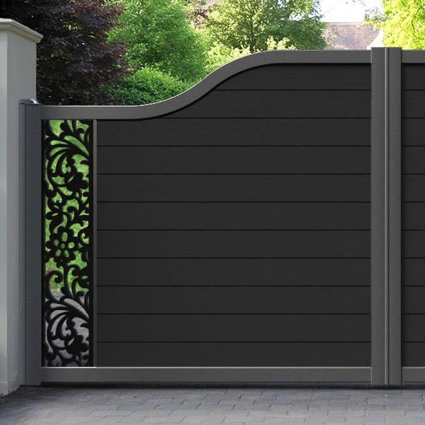 Fusion Eden Curved Top Driveway Gate - Black - End Screen