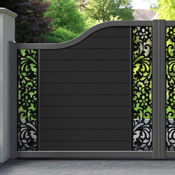 Fusion Eden Curved Top Driveway Gate - Black - Middle & End Screen