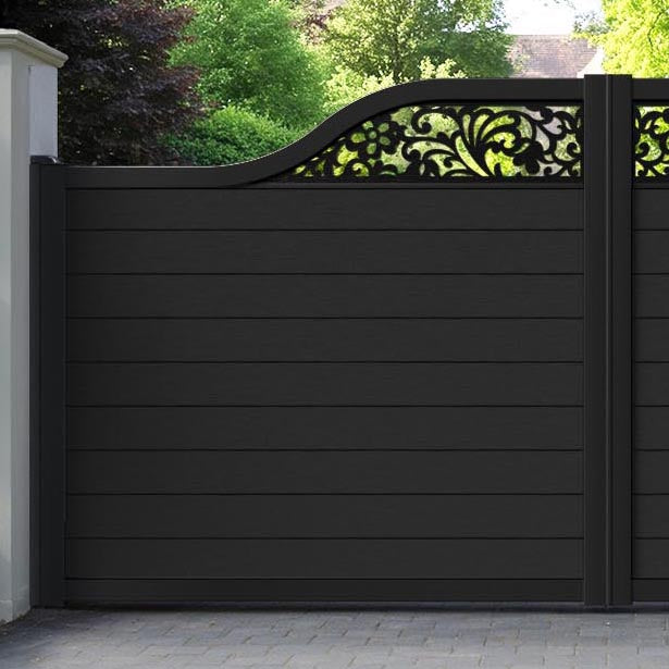 Fusion Eden Curved Top Driveway Gate - Black - Top Screen