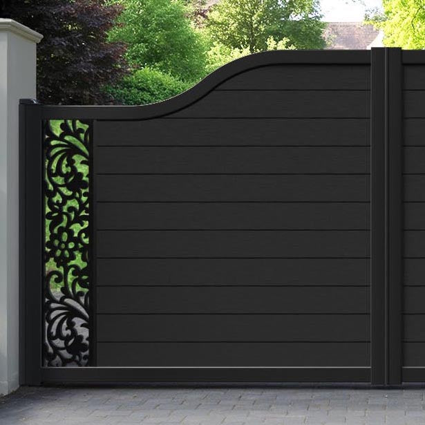 Fusion Eden Curved Top Driveway Gate - Black - End Screen
