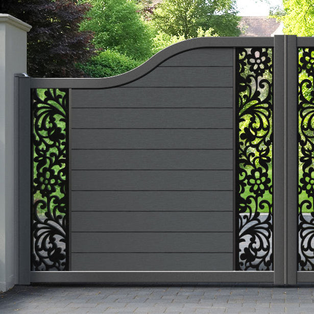 Fusion Eden Curved Top Driveway Gate - Dark Grey - Middle & End Screen