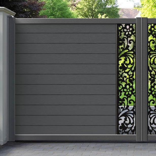 Fusion Eden Straight Top Driveway Gate - Dark Grey - Middle Screen