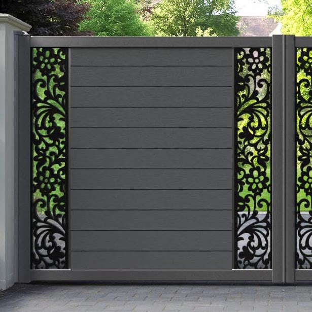 Fusion Eden Straight Top Driveway Gate - Dark Grey - Middle & End Screen