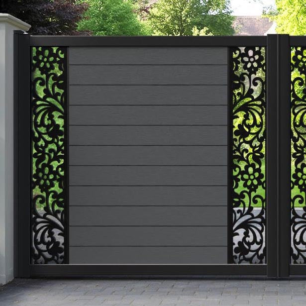 Fusion Eden Straight Top Driveway Gate - Dark Grey - Middle & End Screen