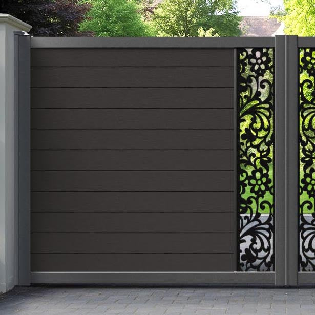 Fusion Eden Straight Top Driveway Gate - Dark Oak - Middle Screen