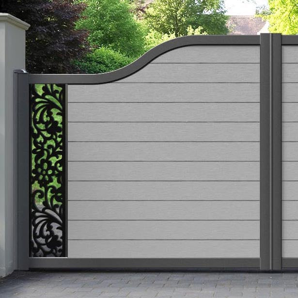 Fusion Eden Curved Top Driveway Gate - Light Grey - End Screen
