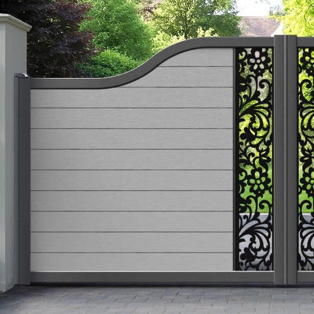Fusion Eden Curved Top Driveway Gate - Light Grey - Middle Screen