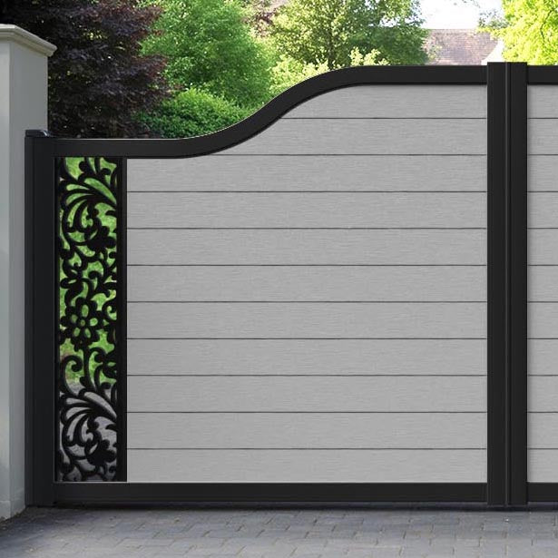 Fusion Eden Curved Top Driveway Gate - Light Grey - End Screen