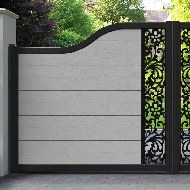 Fusion Eden Curved Top Driveway Gate - Light Grey - Middle Screen