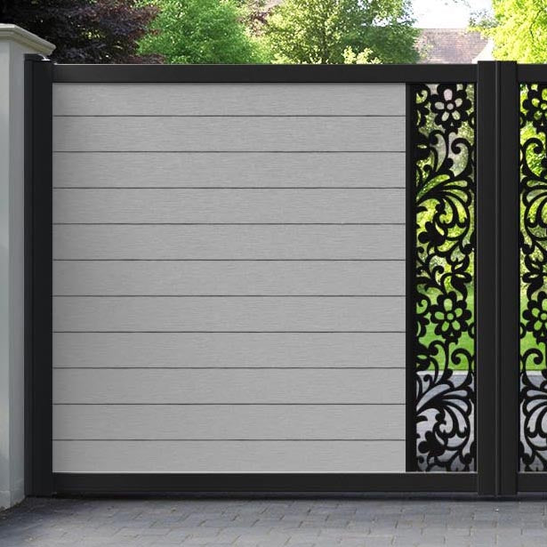 Fusion Eden Straight Top Driveway Gate - Light Grey - Middle Screen