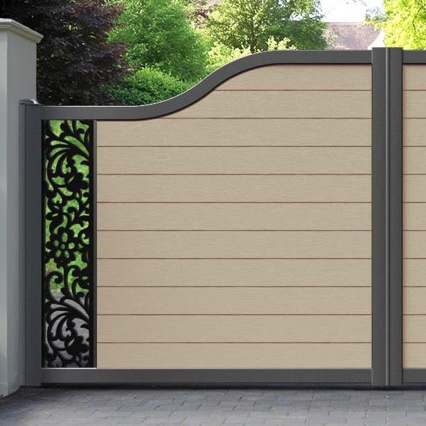Fusion Eden Curved Top Driveway Gate - Light Oak - End Screen