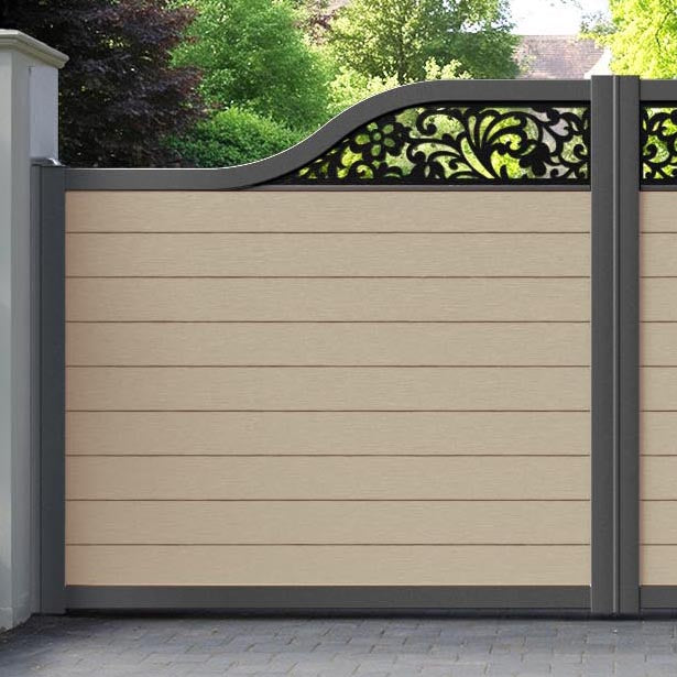 Fusion Eden Curved Top Driveway Gate - Light Oak - Top Screen