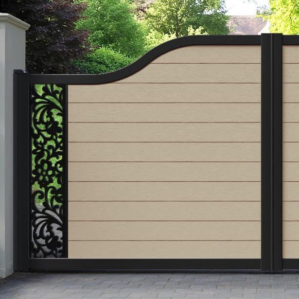 Fusion Eden Curved Top Driveway Gate - Light Oak - End Screen