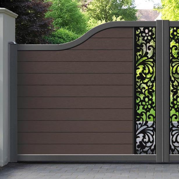 Fusion Eden Curved Top Driveway Gate - Mid Brown - Middle Screen