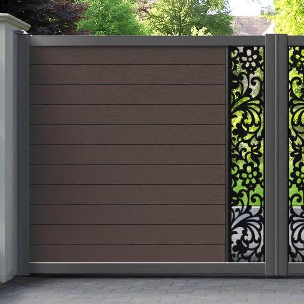 Fusion Eden Straight Top Driveway Gate - Mid Brown - Middle Screen