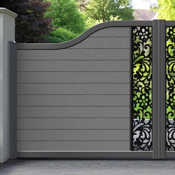 Fusion Eden Curved Top Driveway Gate - Mid Grey - Middle Screen