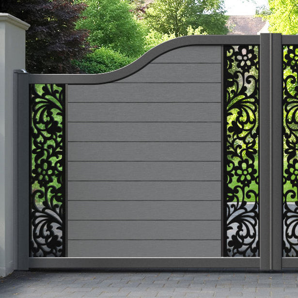 Fusion Eden Curved Top Driveway Gate - Mid Grey - Middle & End Screen