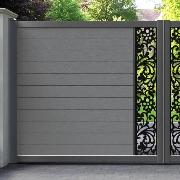 Fusion Eden Straight Top Driveway Gate - Mid Grey - Middle Screen