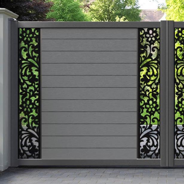Fusion Eden Straight Top Driveway Gate - Mid Grey - Middle & End Screen