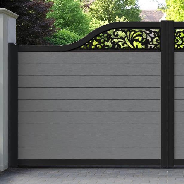 Fusion Eden Curved Top Driveway Gate - Mid Grey - Top Screen