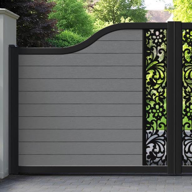 Fusion Eden Curved Top Driveway Gate - Mid Grey - Middle Screen