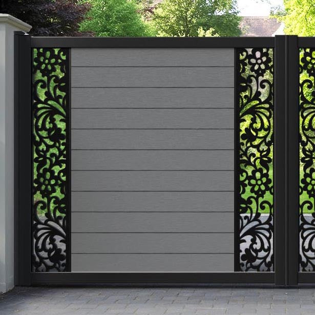 Fusion Eden Straight Top Driveway Gate - Mid Grey - Middle & End Screen