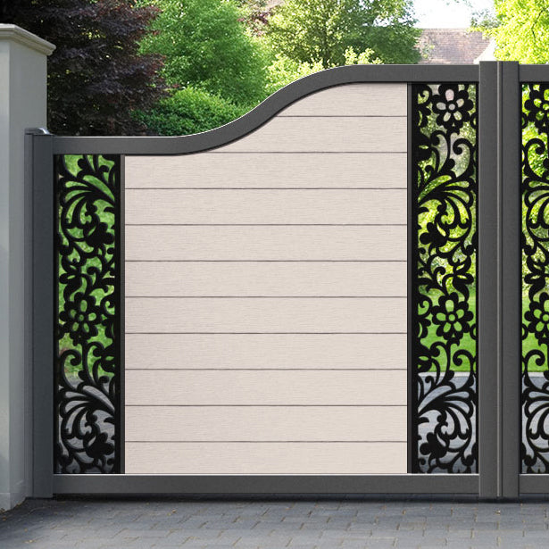Fusion Eden Curved Top Driveway Gate - Mid Stone - Middle & End Screen