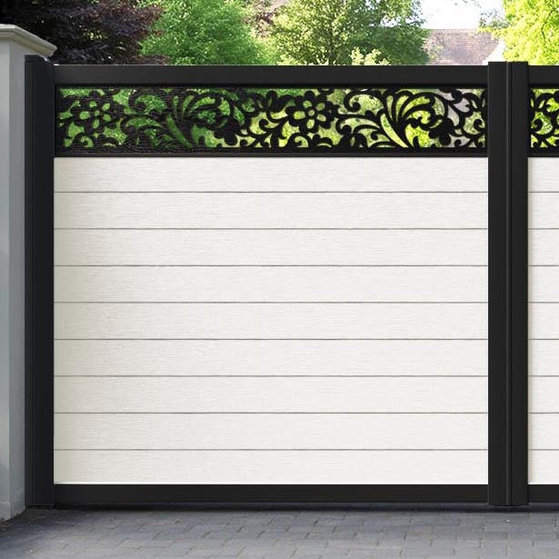 Fusion Eden Straight Top Driveway Gate - Light Stone - Top Screen