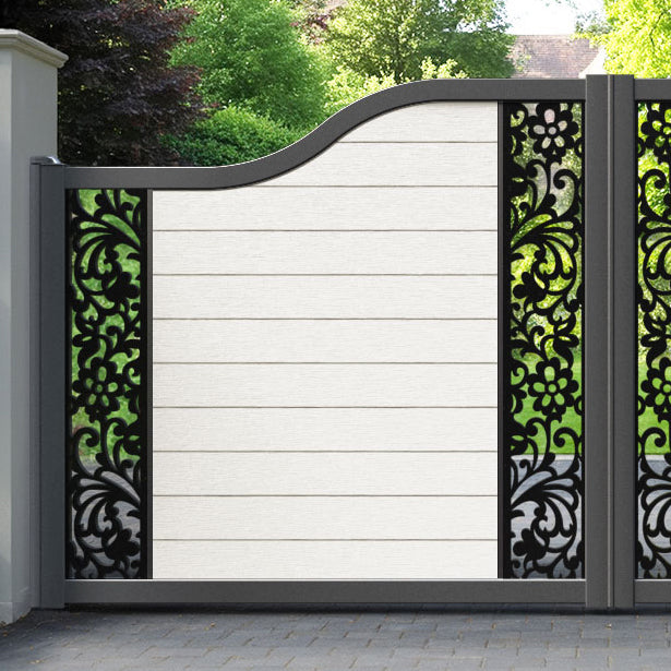 Fusion Eden Curved Top Driveway Gate - Light Stone - Middle & End Screen