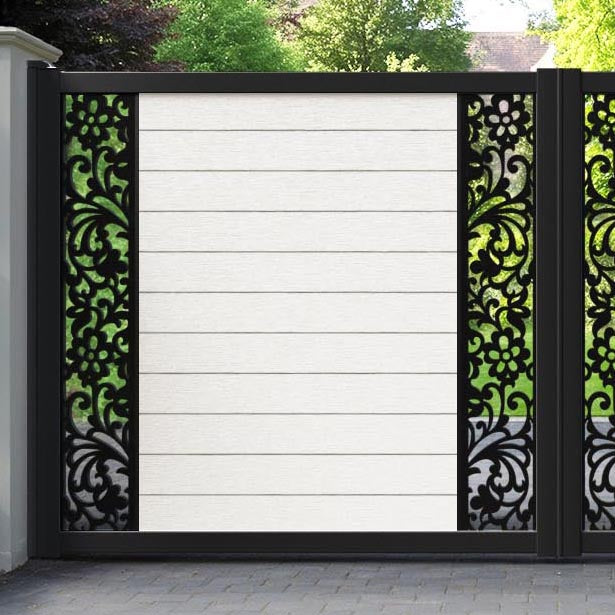 Fusion Eden Straight Top Driveway Gate - Light Stone - Middle & End Screen