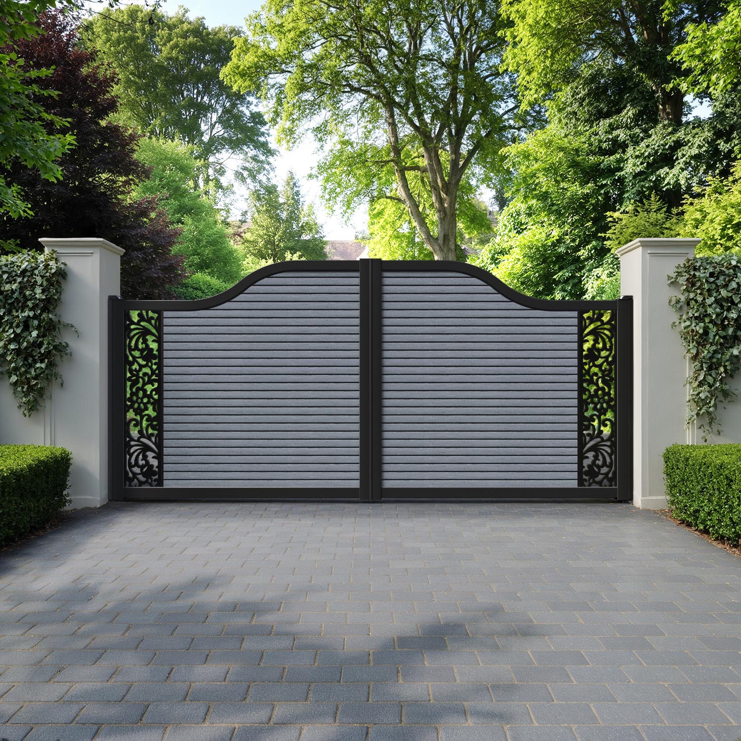 Hudson Eden Curved Top Driveway Gate - Anthracite - End Screen