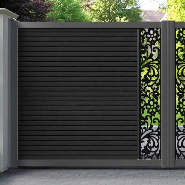 Hudson Eden Straight Top Driveway Gate - Black - Middle Screen