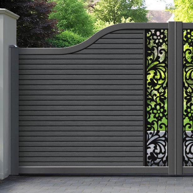 Hudson Eden Curved Top Driveway Gate - Dark Grey - Middle Screen