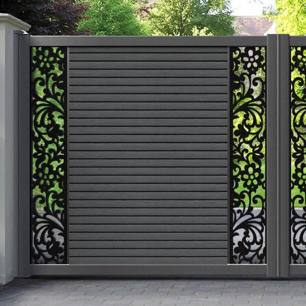 Hudson Eden Straight Top Driveway Gate - Dark Grey - Middle & End Screen