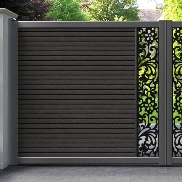 Hudson Eden Straight Top Driveway Gate - Dark Oak - Middle Screen