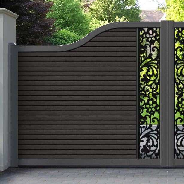 Hudson Eden Curved Top Driveway Gate - Dark Oak - Middle Screen