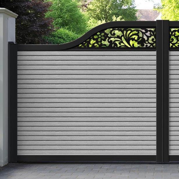 Hudson Eden Curved Top Driveway Gate - Light Grey - Top Screen