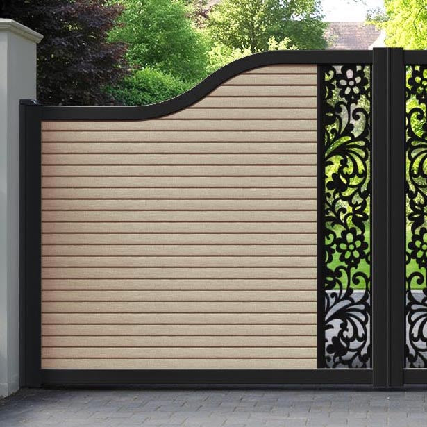 Hudson Eden Curved Top Driveway Gate - Light Oak - Middle Screen