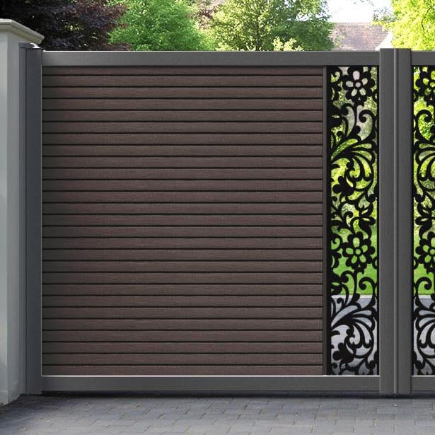 Hudson Eden Straight Top Driveway Gate - Mid Brown - Middle Screen