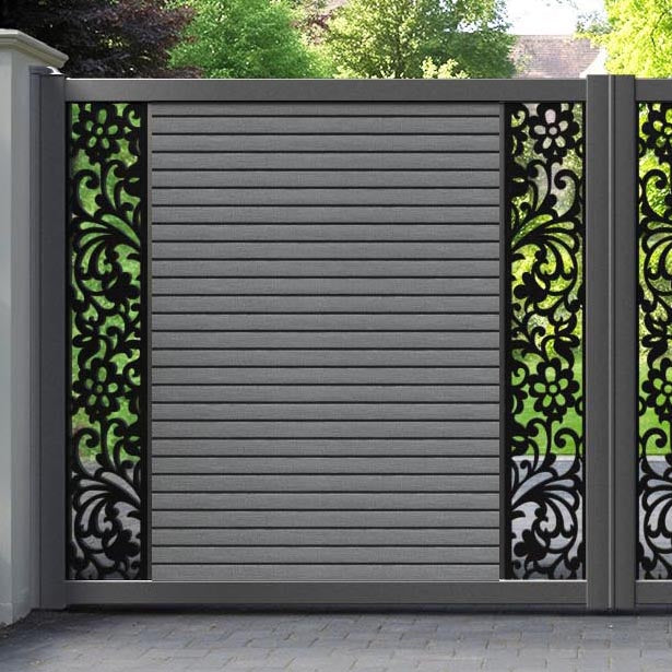 Hudson Eden Straight Top Driveway Gate - Mid Grey - Middle & End Screen