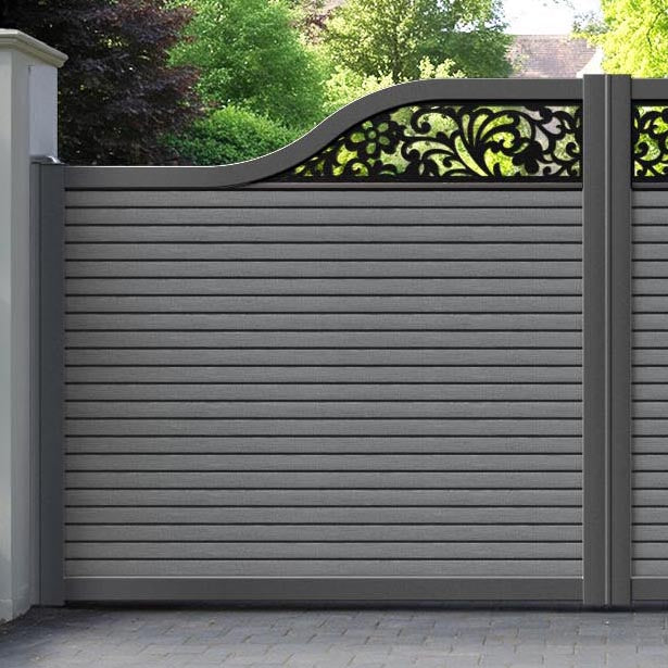 Hudson Eden Curved Top Driveway Gate - Mid Grey - Top Screen