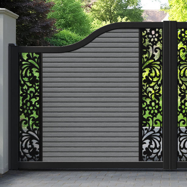 Hudson Eden Curved Top Driveway Gate - Mid Grey - Middle & End Screen