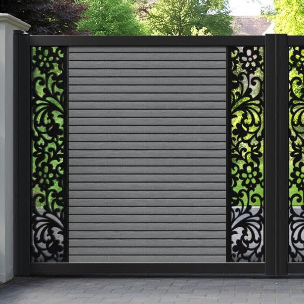 Hudson Eden Straight Top Driveway Gate - Mid Grey - Middle & End Screen