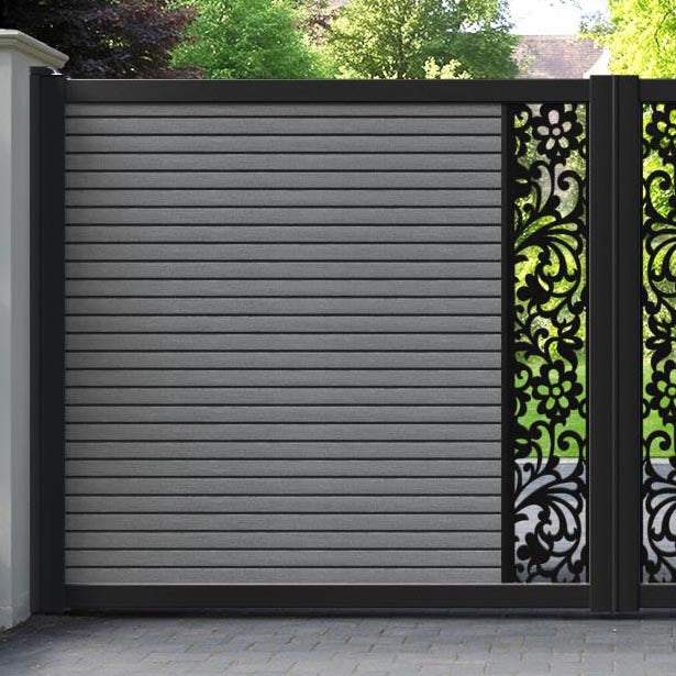 Hudson Eden Straight Top Driveway Gate - Mid Grey - Middle Screen