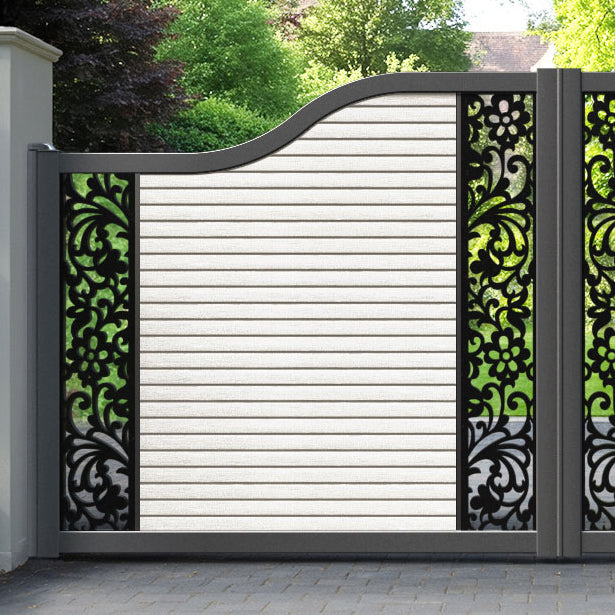 Hudson Eden Curved Top Driveway Gate - Light Stone - Middle & End Screen