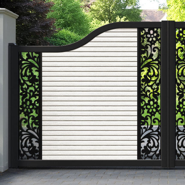 Hudson Eden Curved Top Driveway Gate - Light Stone - Middle & End Screen