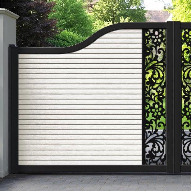 Hudson Eden Curved Top Driveway Gate - Light Stone - Middle Screen