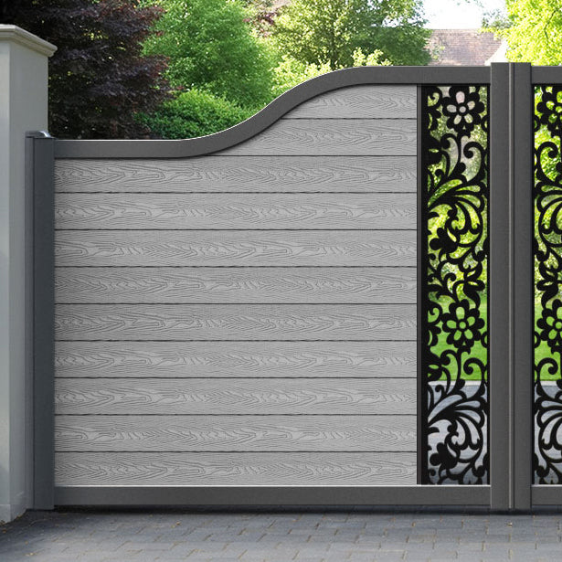 Classic Eden Curved Top Driveway Gate - Light Grey - Middle Screen