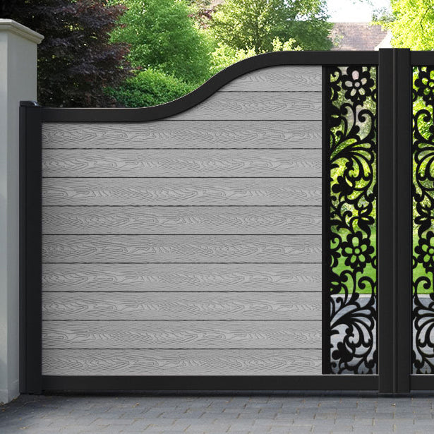 Classic Eden Curved Top Driveway Gate - Light Grey - Middle Screen